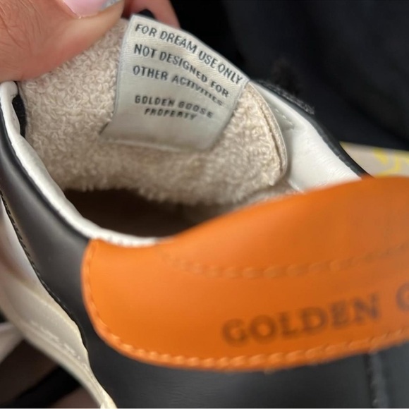 Golden Goose Kids Black, White, and Orange Sneakers - Picture 4 of 5